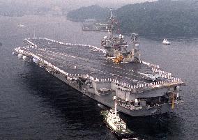 U S carrier Kitty Hawk enters Yokosuka port